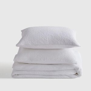 Quince 100% Organic Cotton Waffle White Duvet & 2 Sham! Full/ Queen (653)